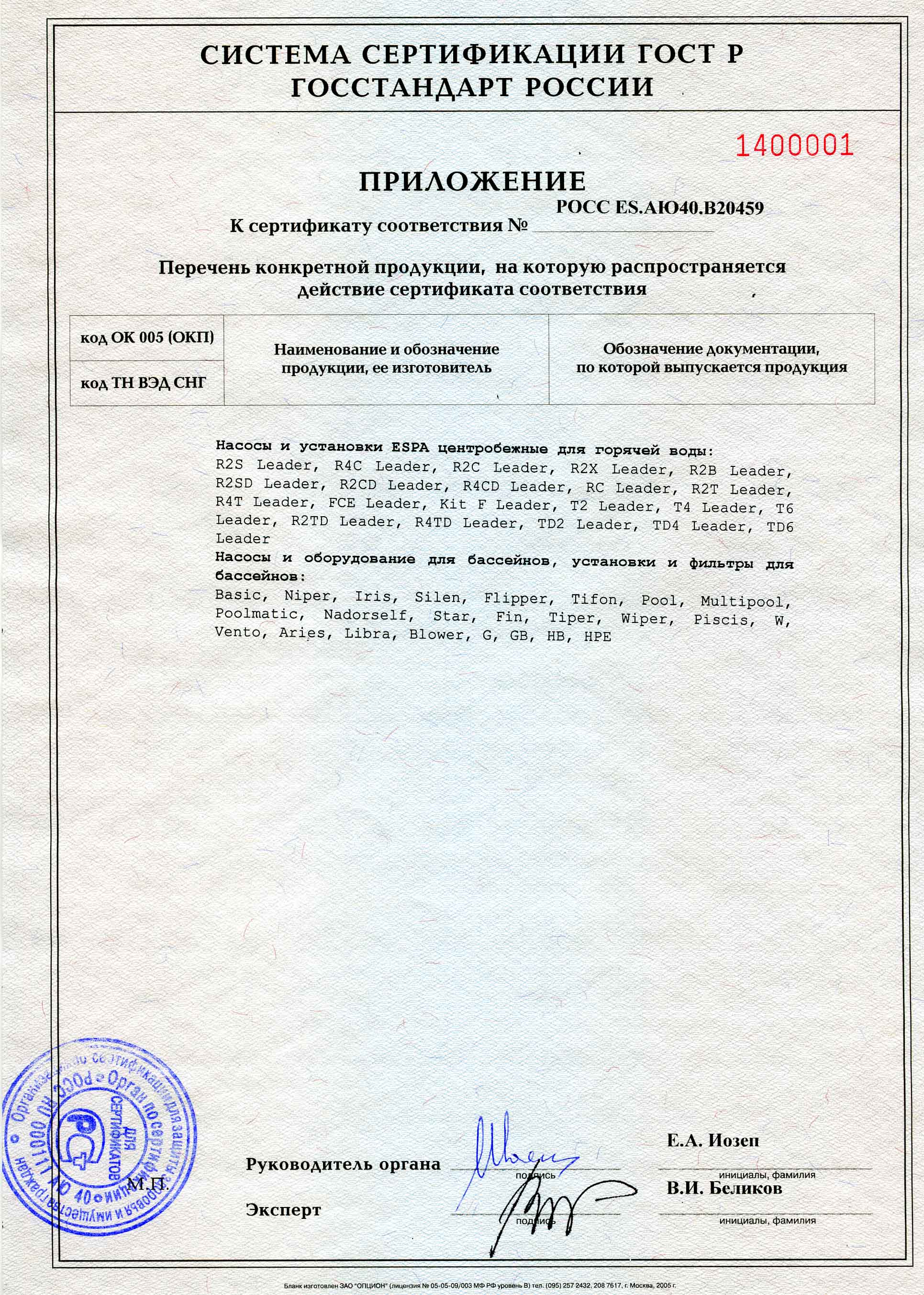 Приложение к сертификату соответствия Приложение к сертификату соответствия