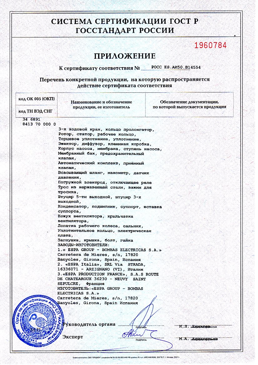 Приложение к сертификату соответствия Приложение к сертификату соответствия