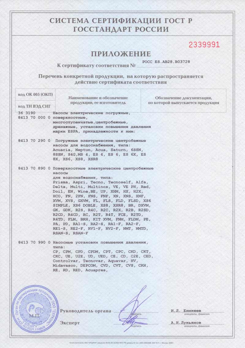 Приложение к сертификату Приложение к сертификату